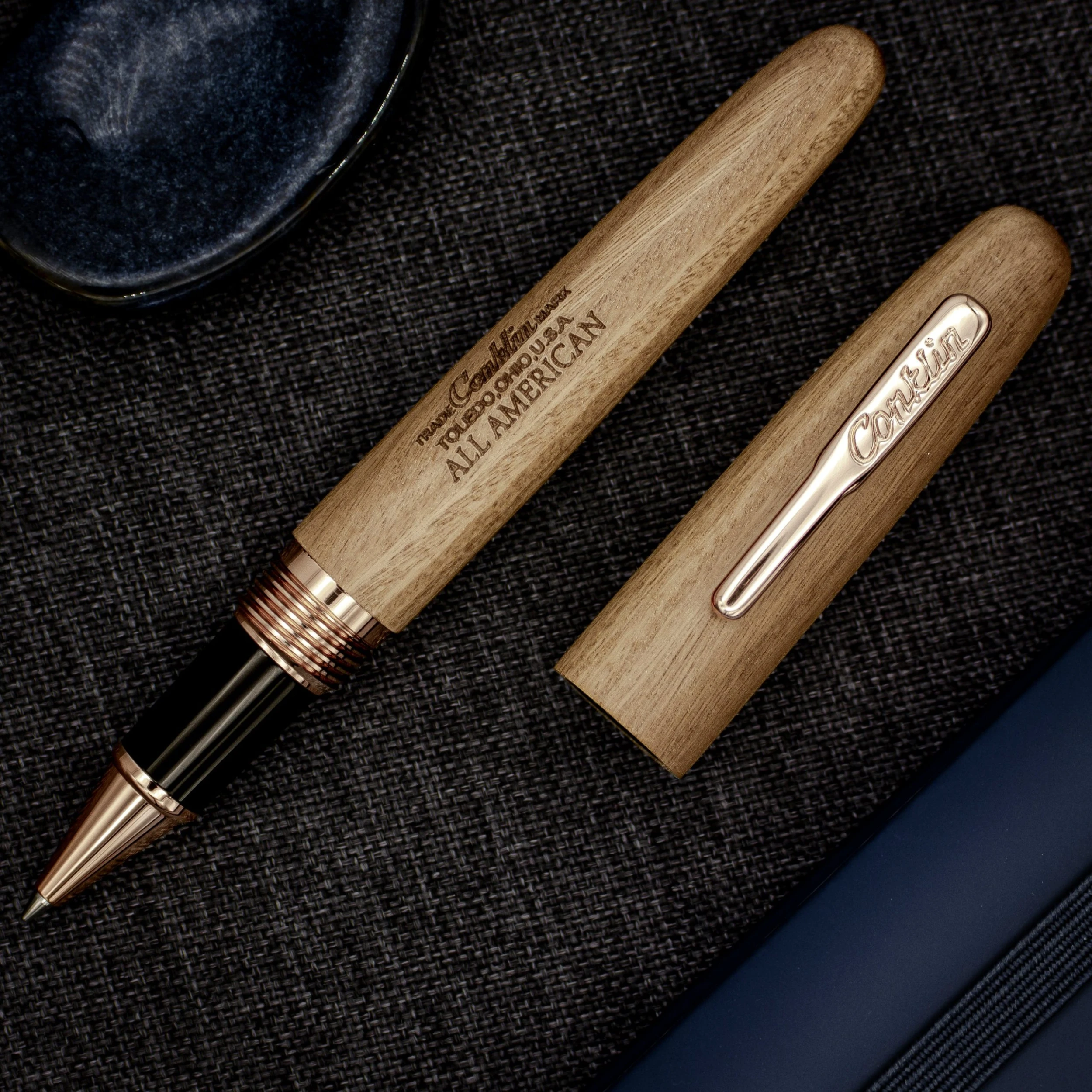 Conklin All American Pau-Preto Limited Edition Rollerball Pen, Rose Gold Trim 4 Conklin All American Pau-Preto Limited Edition Rollerball Pen, Rose Gold Trim - Image 2