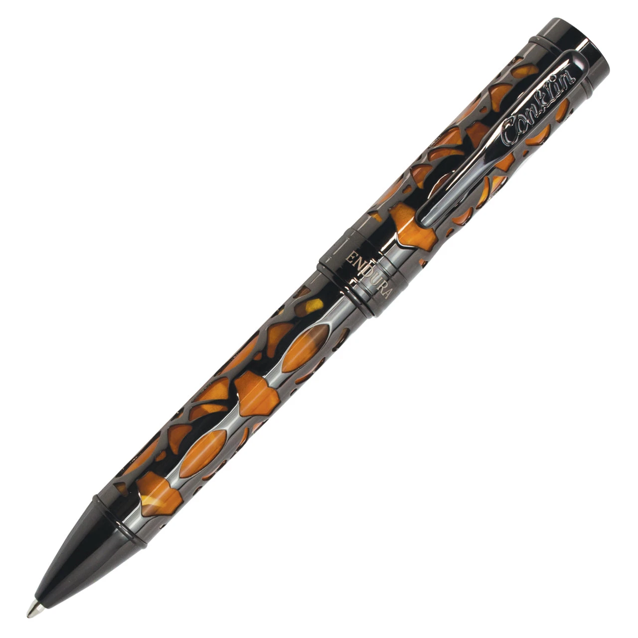Conklin Endura Deco Crest Ballpoint Pen, Orange & Gunmetal