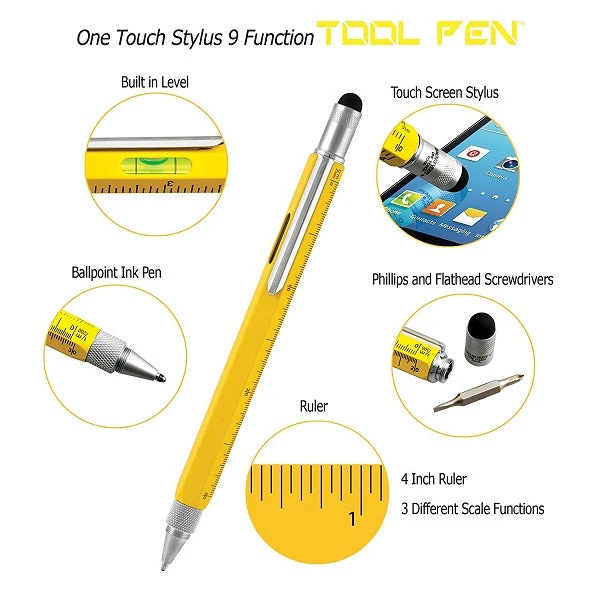Monteverde 9 In 1 One Touch Tool Ballpoint Pen & Stylus, Yellow - Image 2