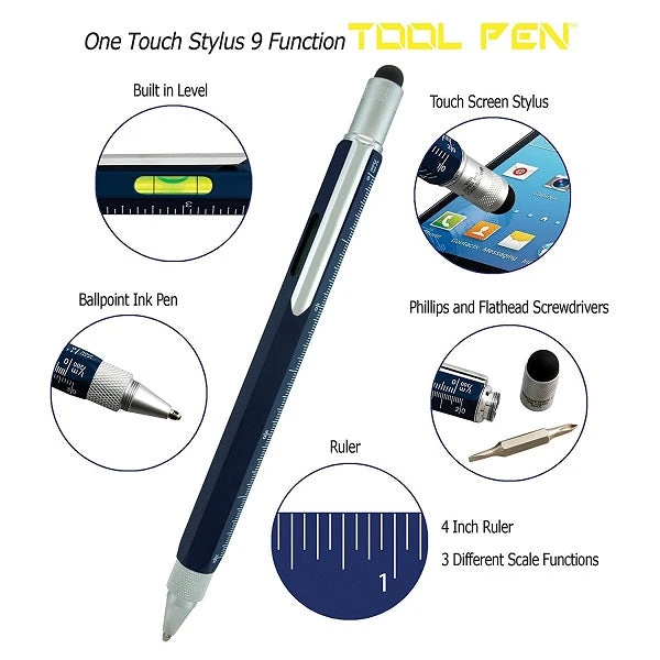 Monteverde 9 In 1 One Touch Tool Ballpoint Pen & Stylus, Dark Blue - Image 2
