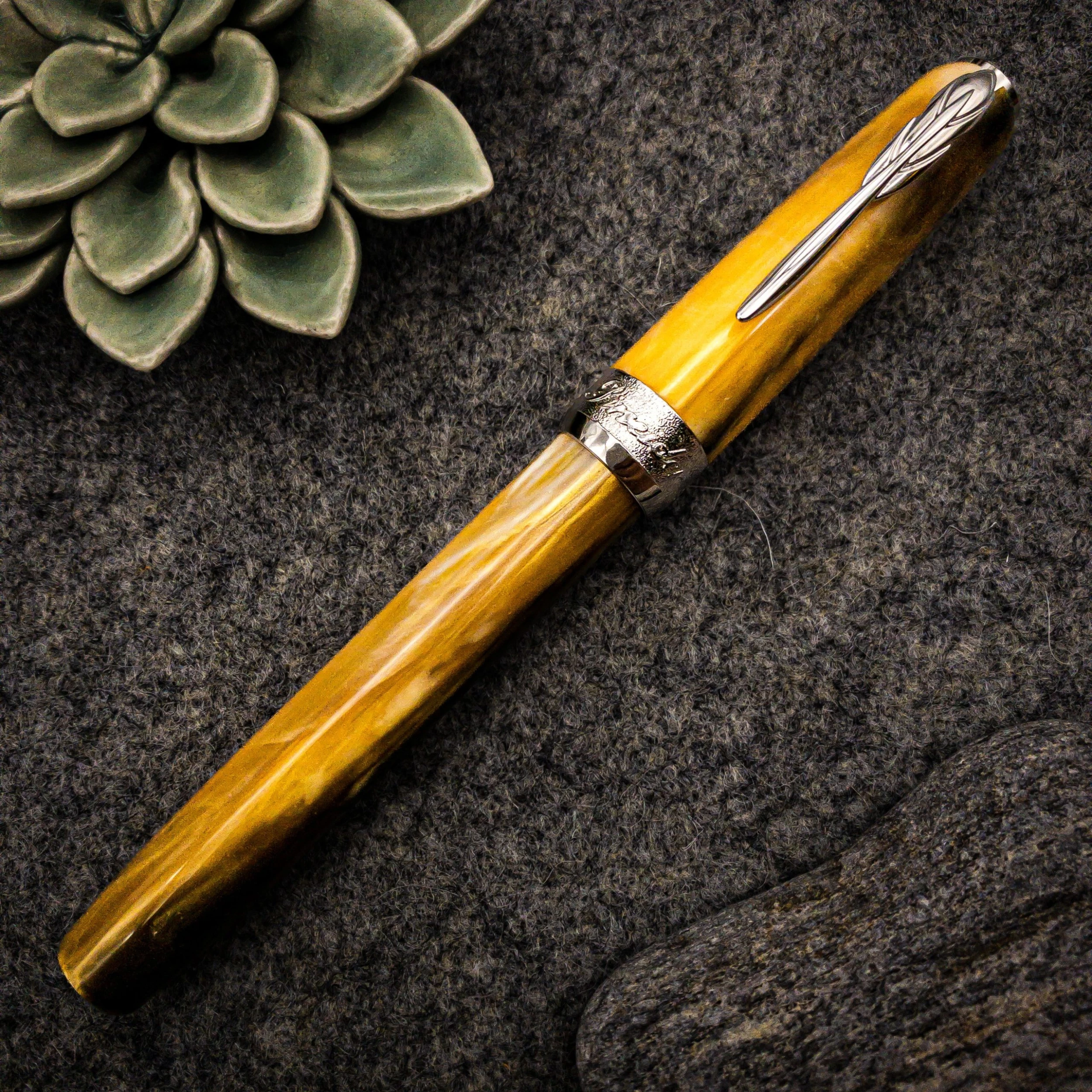 Pineider La Grande Bellezza Gemstone Rollerball Pen, Tigers Yellow - Image 2