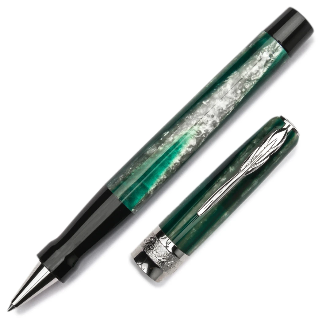Pineider Arco Desert Beetle Rollerball Pen, Green & Black - Image 3