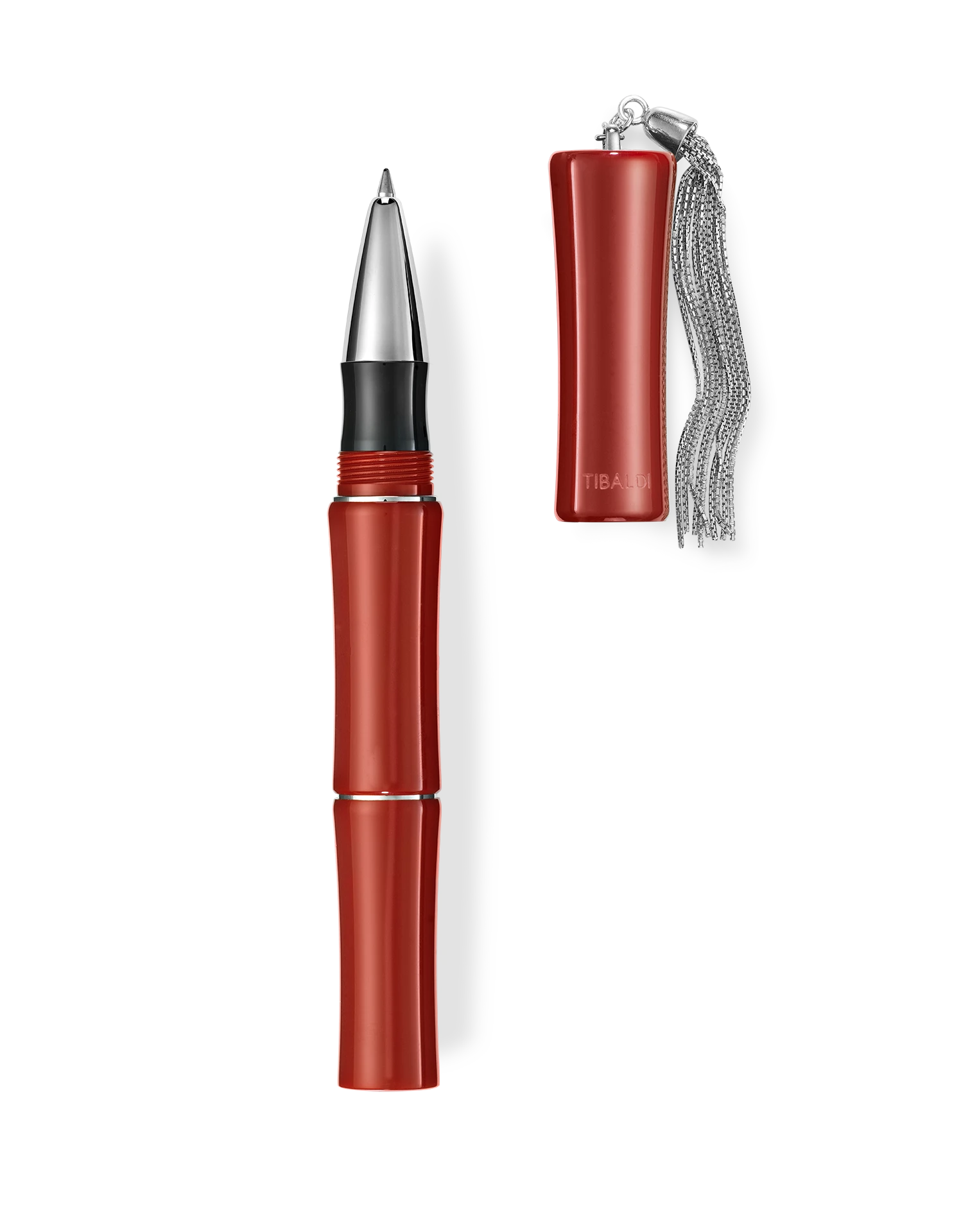 Tibaldi Bamboo Lipstick Red Resin Rollerball Pen