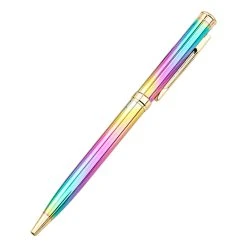 Pen Savings Skyline Metal Rainbow Ballpoint Pen, Gold Plated Accents