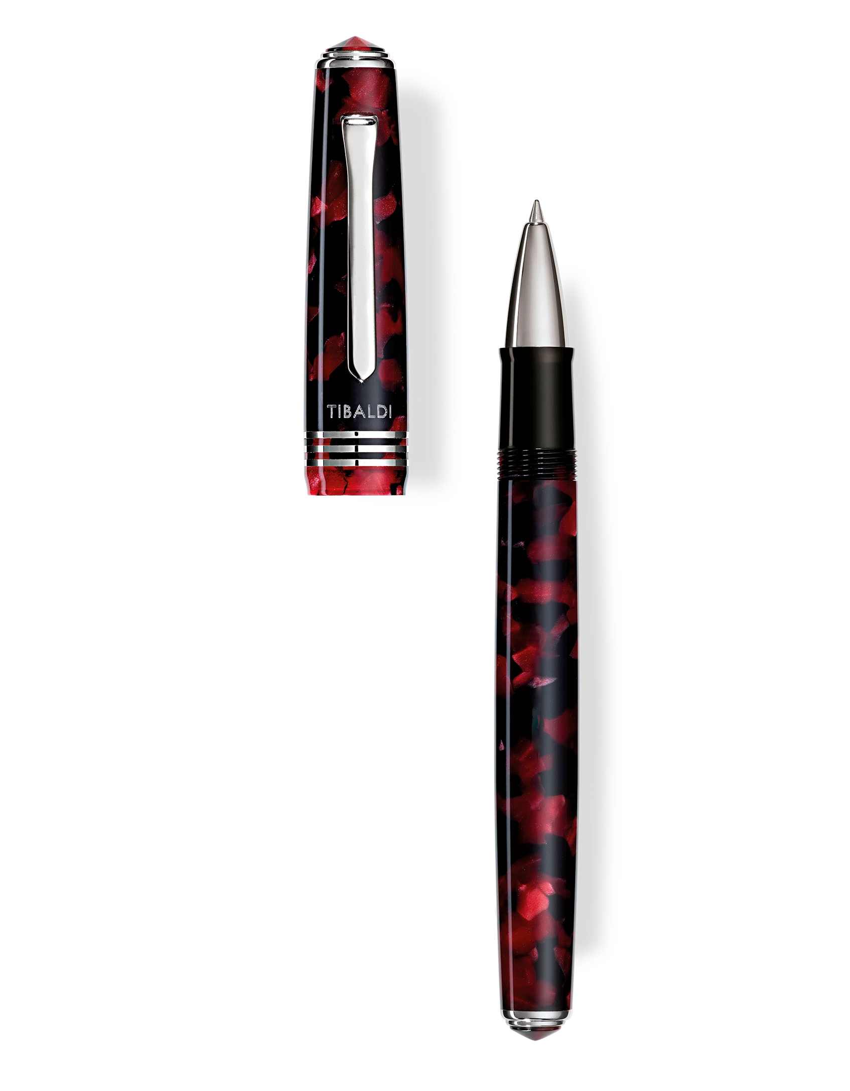 Tibaldi N60 Ruby Red Resin Rollerball Pen, Palladium Trim