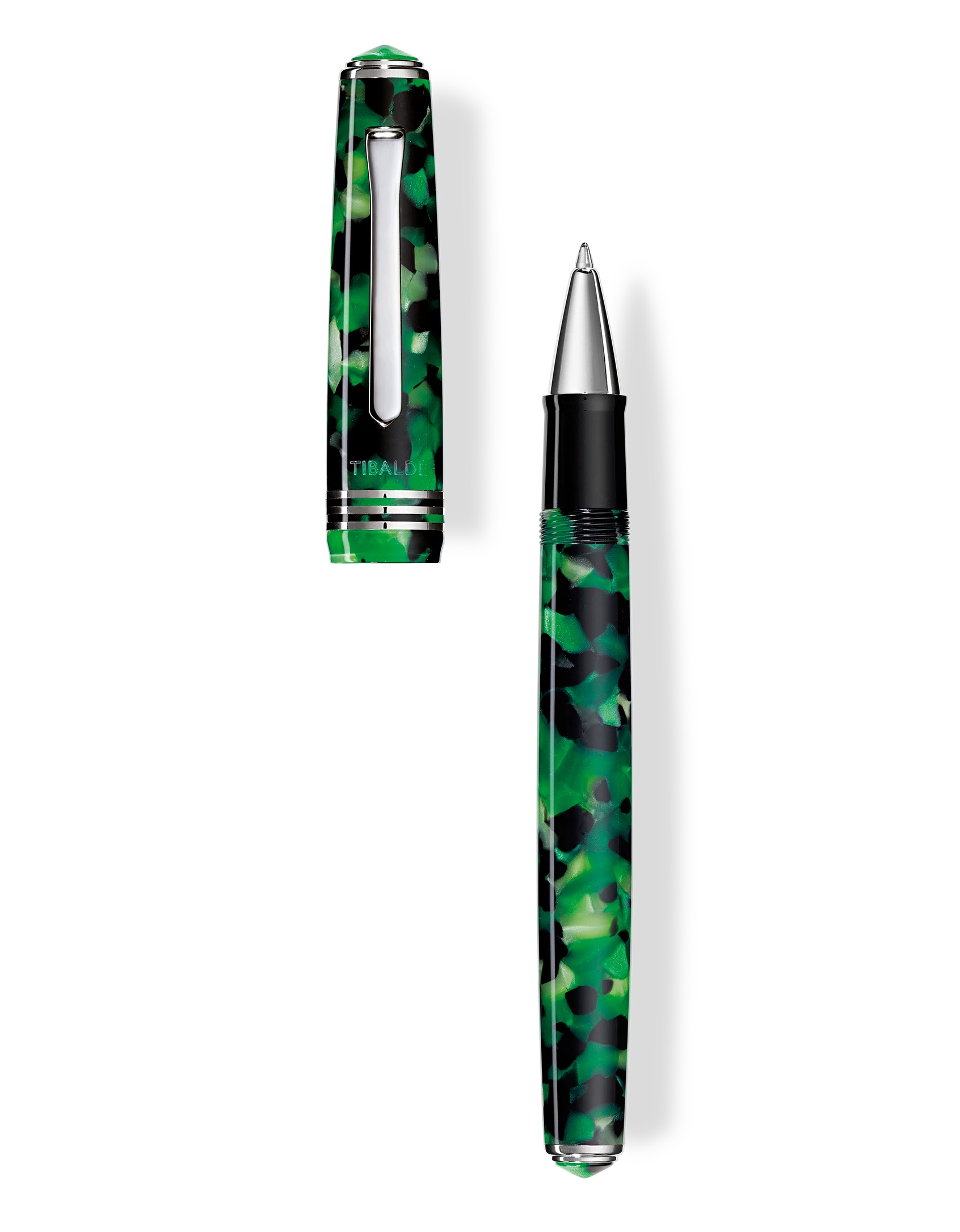 Tibaldi N60 Emerald Green Resin Rollerball Pen, Palladium Trim