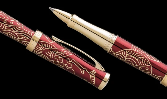 Cross® Cross Sauvage 2014 Year Of The Horse Rollerball Pen, Red & Gold - Image 2