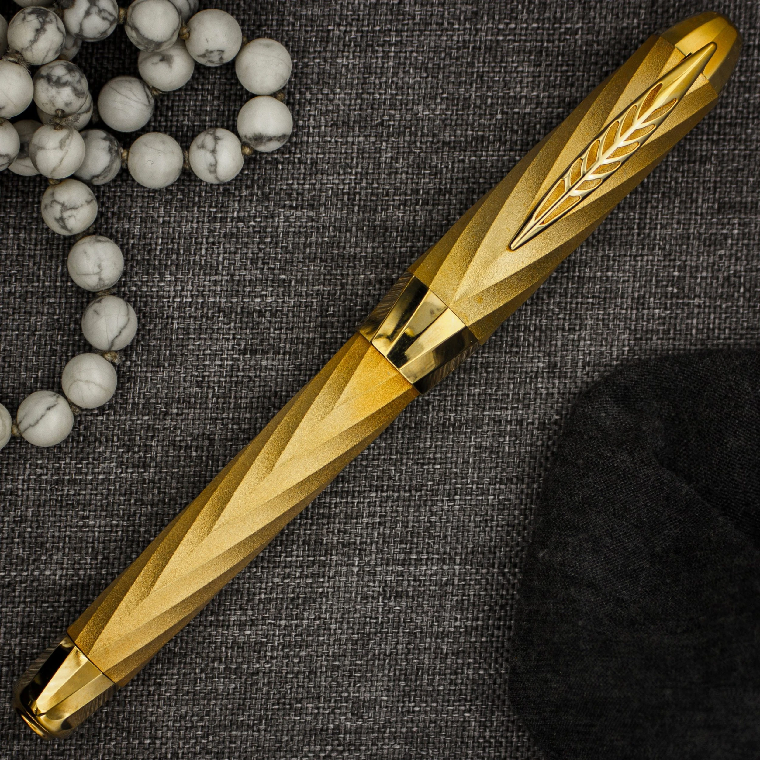 Pineider Matrix Jewelers Limited Edition Sterling Silver Rollerball Pen, Yellow Gold Plated - Image 2